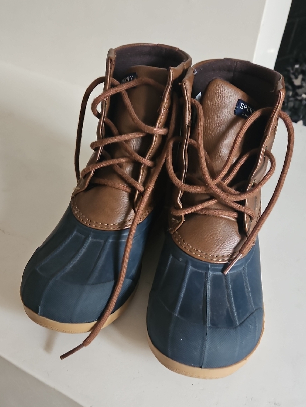 Sperry Kids Navy and Brown Duck Boots